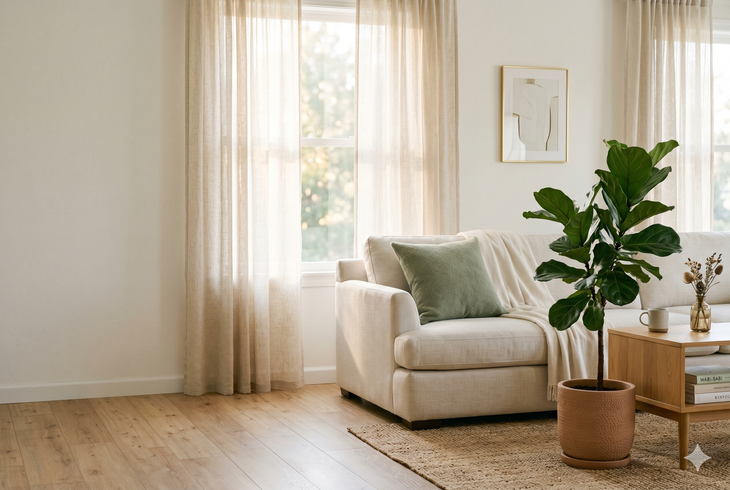 Home painting services brightening a calm, freshly painted living room